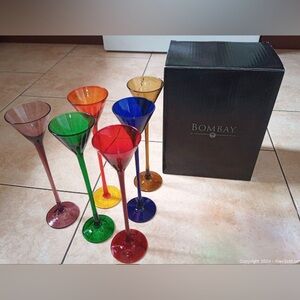 ⭐️Host Pick⭐️ Bombay vintage 6 long stem liqueur glasses  NIB